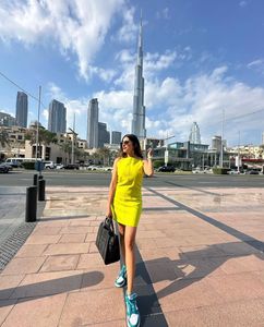 Neon Yellow Halter Neck Mini Dress