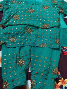 Embellished Teal Kurta Set XXL and 3xl size availa