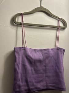Purple Ribbed Crop Top