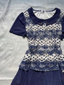 Blue &amp; White Lace Dress