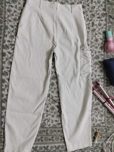 MANGO Unisex White High Waist Straight Leg Cargo