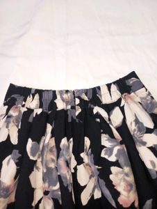 Floral Print Midi Skirt with Mesh Detail