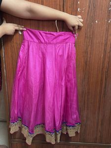 Royal Blue Brocade Blouse &amp; Pink Lehenga set