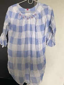 Blue & White Checkered Kurta