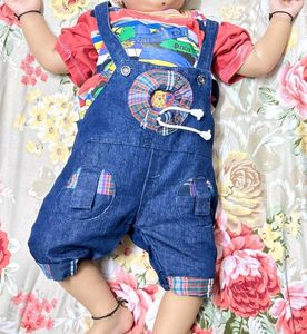 Denim dungaree and tshirt