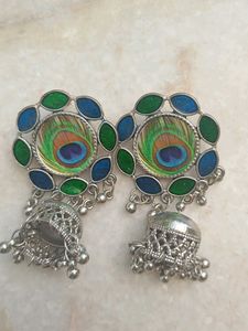 Peacock Feather Jhumka Earrings