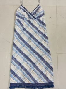 cottage core Blue Plaid Summer Dress
