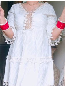 White Tassel Mini Dress