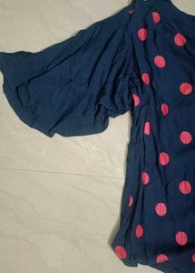 Navy Blue Polka Dot Top