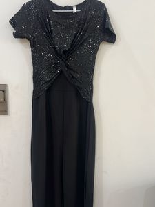 Black Sequin Party Jumpsuit