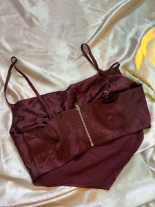 Satin Cami Top - Maroon