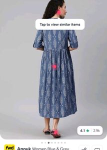 Blue & Grey Printed Anarkali Kurta