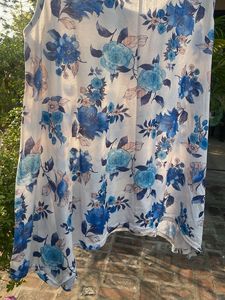 Blue Floral Sleeveless Top