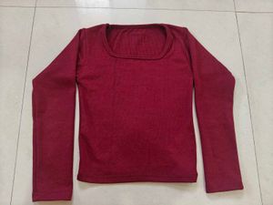 Burgundy Ribbed Crop Top