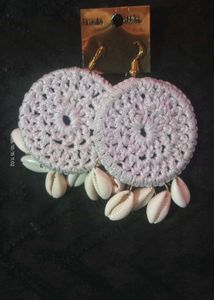 Boho Shell & Crochet Hoop Earrings
