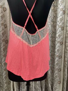 Cute Pink Lace Trim Camisole