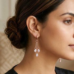 💖 Rose Gold Dangle Earrings with Crystals ✨