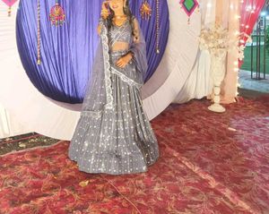 Grey Embellished Lehenga