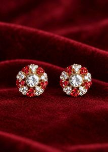 🎀 Elegant Red & Crystal Studs