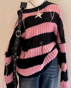 Pink & Black Striped Sweater