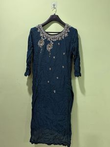 Embroidered Teal Kurta