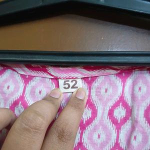 Pink Floral Print Kurta with White Lace (2 kurti)