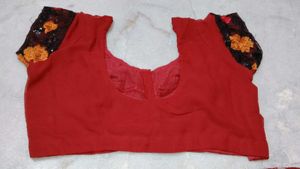 Maroon Saree with Embellished Blouse