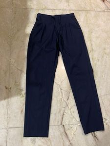 Navy Blue Pleated Trousers