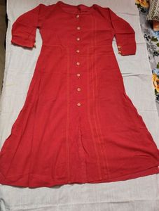 Red Button-Up Anarkali Kurta