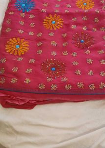 Vibrant Pink Embroidered Saree