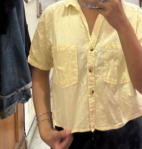 Casual Short Sleeve Button-Up Top