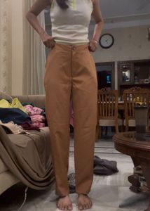 Brown High-Waist Pants