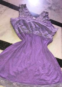 Lavender Lace Trim Dress