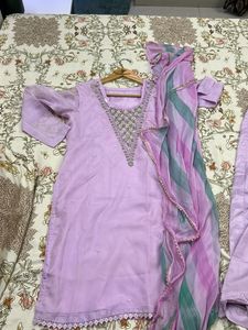 Elegant Lavender Kurta Set with Dupatta