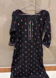 Stylish Black Printed Kurta