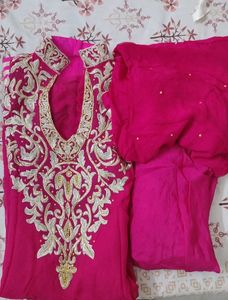 Hot Pink Embroidered Bridal Suit