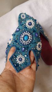 Handcrafted Mules with semi precious stones