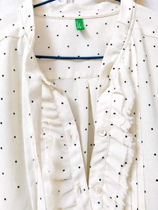 United Colors of Benetton Chic Polka Dot RuffleTop