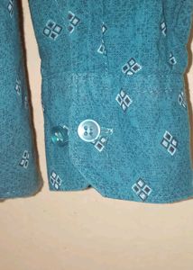 Blue Patterned Button-Down Shirt