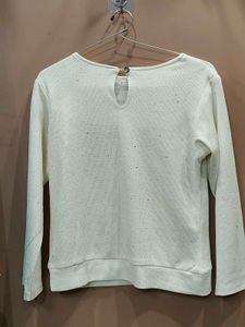 White Ribbed Knit Top