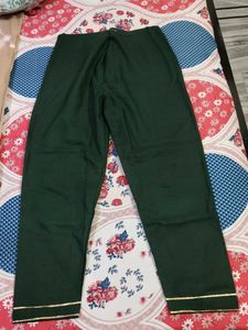 Solid Green KurtaSet with Gold Trim