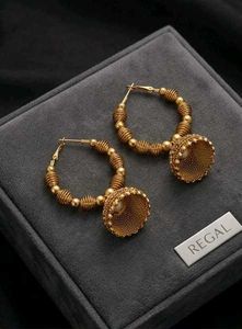 Elegant Gold Jhumka Hoop Earrings
