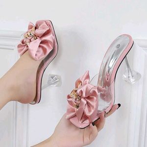 Pink butterfly knot designer heels