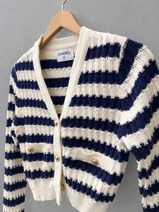 Chanel Chic Striped Cropped Cardigan