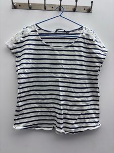 Striped T-Shirt with Lace Detail