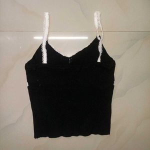 Black Lace Trim Camisole Top