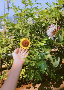 Handmade Crochet Sunflower Hair Clip