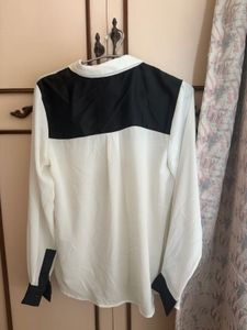 Chic White &amp; Black Button-Up Shirt