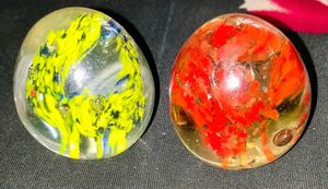 Vintage & Vibrant Glass Paperweights - Pair Set of