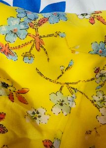 Yellow Floral Print Mini Dress